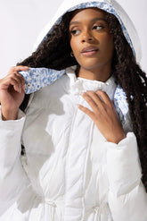Pearl Peplum Puffer Jacket - White POPFLEX®